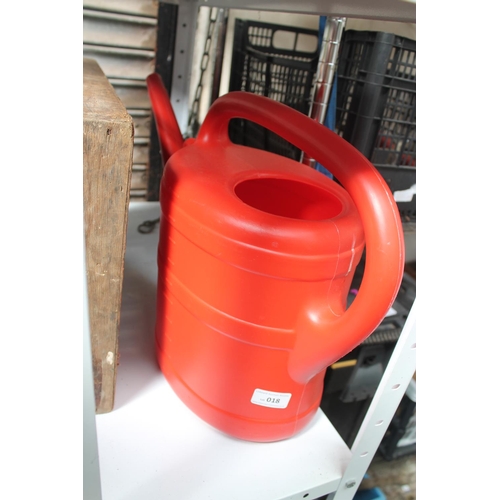 18 - RED PLASTIC WATERING CAN