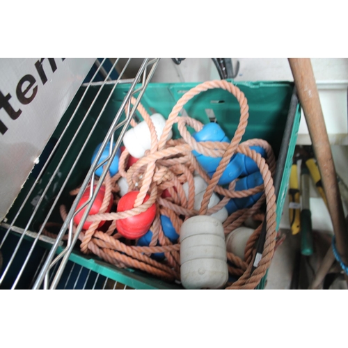 35 - LARGE BOX OF BOAT ROPE WITH FLOATS