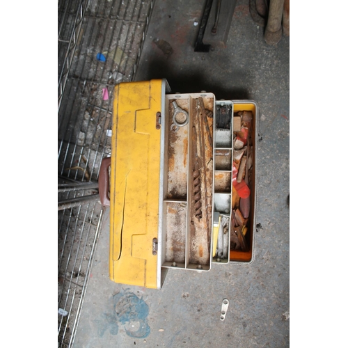 37 - YELLOW TOOL BOX & CONTENTS