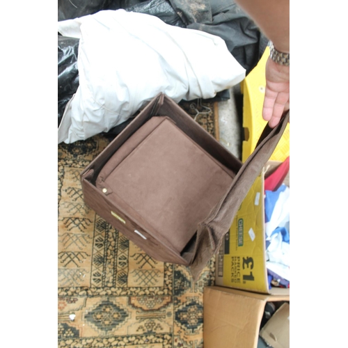 208 - BROWN SUEDE TYPE STORAGE BOXES