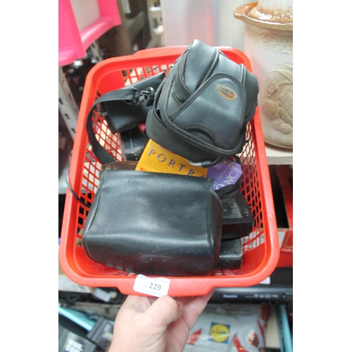 229 - BASKET OF MIXED CAMERA EQUIPMENT