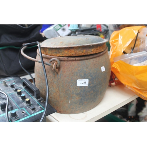 233 - VERY HEAVY CAST IRON COOKING POT