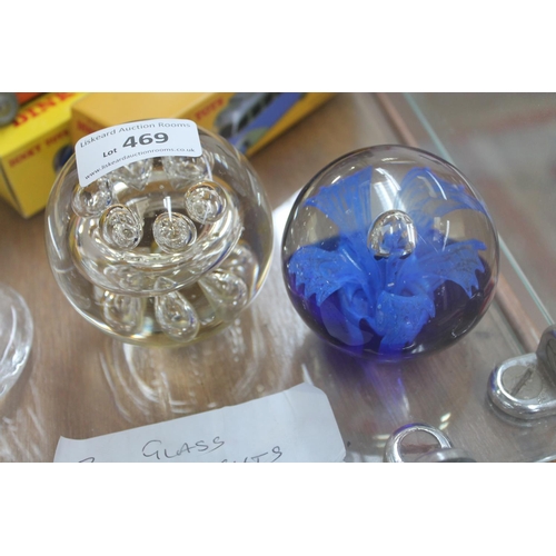 469 - 2 GLASS PAPERWEIGHTS