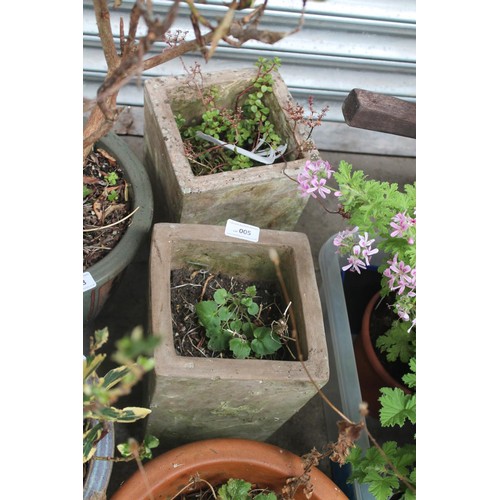 5 - PAIR OF SQUARE TERRACOTTA POTS  APPROX 10 INCH TALL AND 5