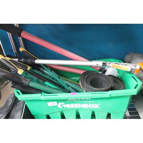 19 - BOX OF GARDEN TOOLS