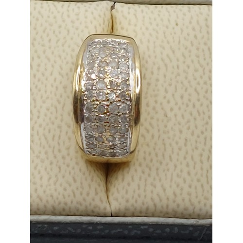 367 - 9ct GOLD DIAMOND PAVE SET RING. SIZE ‘M’ WEIGHT 5.2gms SET WITH 52 ROUND BRILLIANT CUT DIAMONDS TOTA... 