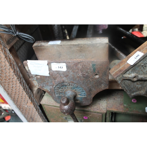 147 - LARGE METAL WORK BENCH VICE