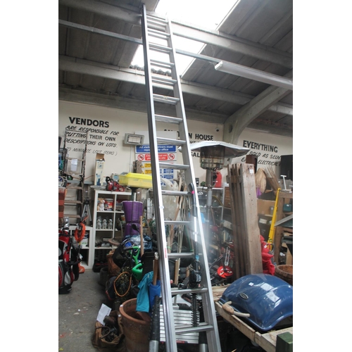 228 - VERY LARGE EXTENDING ALUMINIUM LADDER  APPROX 14FT AT IT SHORTEST