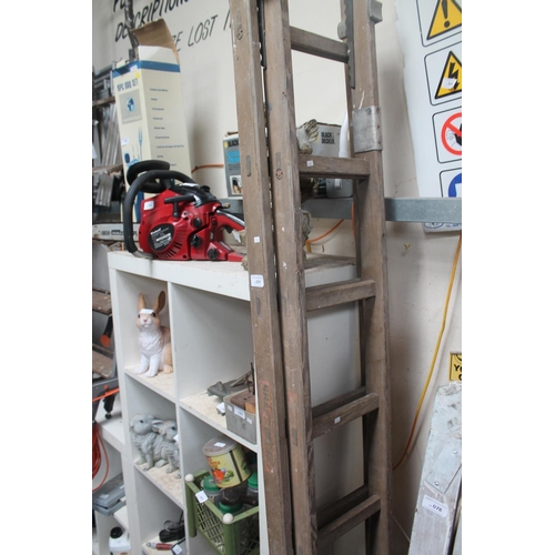 77 - DOUBLE WOODEN VINTAGE LADDER