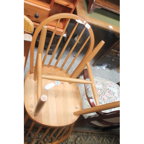 901 - PAIR OF BEECHWOOD SPINDLEBACK KITCHEN CHAIRS