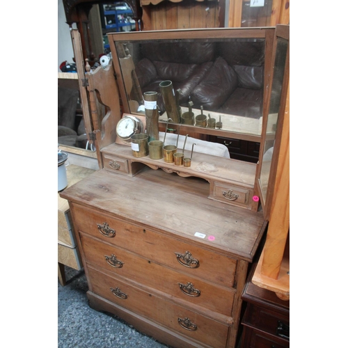 490 - HARDWOOD TRIPLED MIRRORED DRESSING CHEST