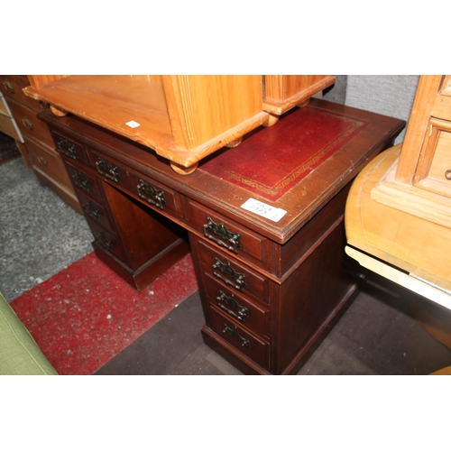 491 - LEATHER TOPPED 19C LADIES MAHOGANY 
3 PIECE KNEE HOLE DESK