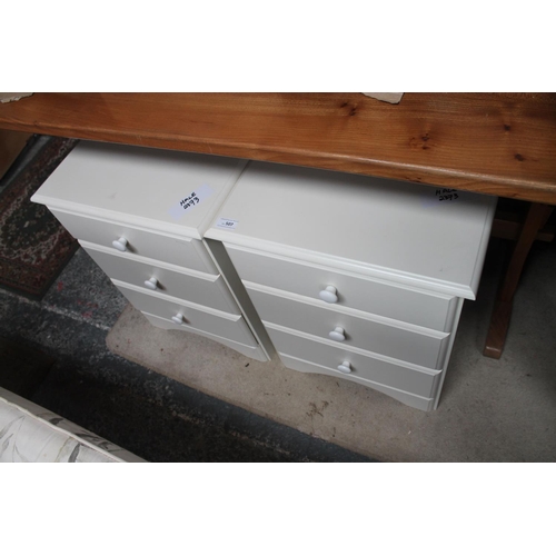 507 - PAIR OF WHITE 3 DRAWER BED SIDES