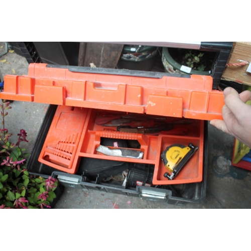 46 - PLASTIC TOOLBOX AND CONTENTS INC TYRE COMPRESSOR