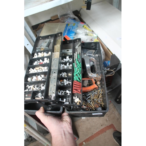 85 - PLASTIC TOOLBOX WITH MIXED HARDWARE