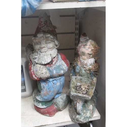 104 - 2 LARGE CONCRETE GARDEN GNOMES APROX 14IN