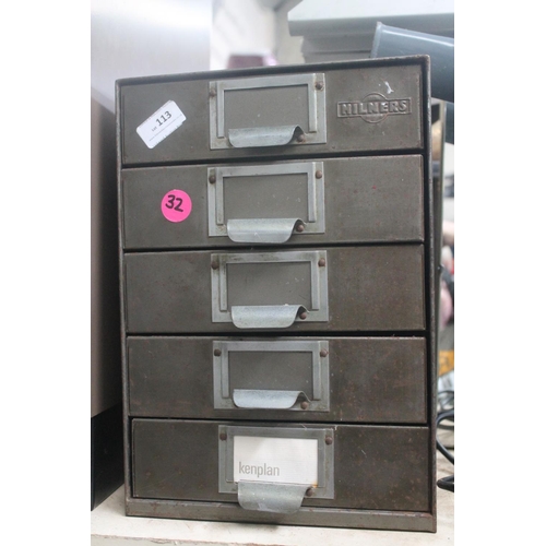 113 - MILNERS 5 DRAWER METAL FILING CHEST