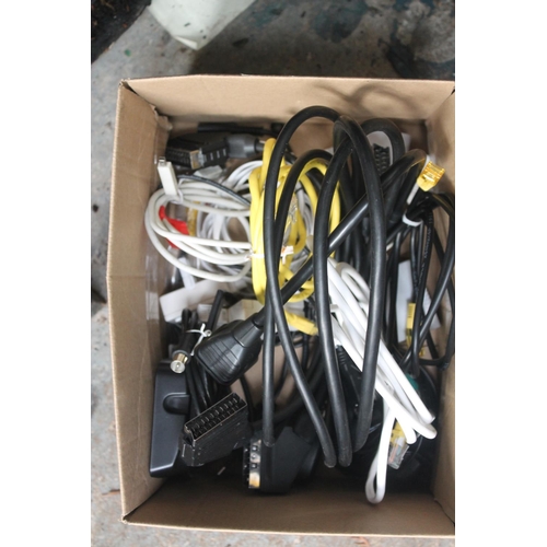 32 - BOX OF MIXED HOUSEHOLD CABLES