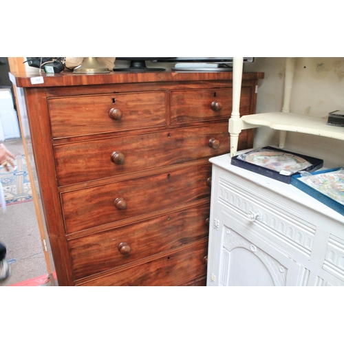 505 - VICTORIAN MAHOGANY 2 OVER 4 CHEST OF DRAWERS