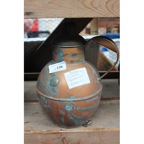 136 - COPPER GUERNSEY FLAGON