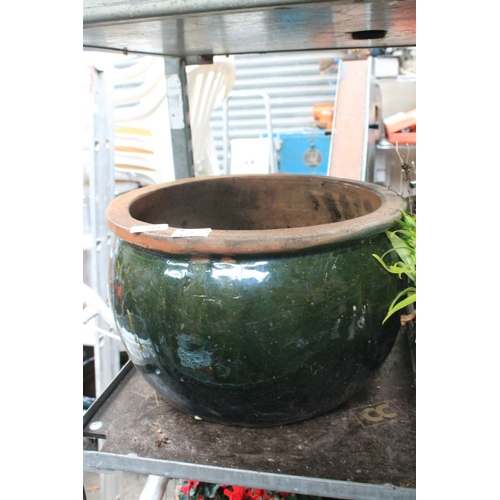 169 - TERRACOTTA LARGE GLAZED PLANT POT