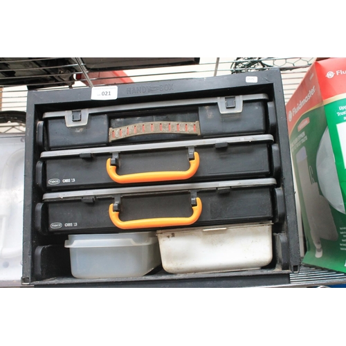 21 - PLASTIC HANDY BOX HARDWARE ORGANISER