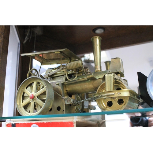 544 - BRASS WILESCO STEAM ROLLER. WORKING ORDER