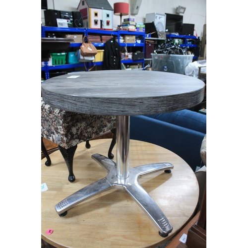 710 - ALUMINIUM BASED WOODEN TOPPED SIDE TABLE