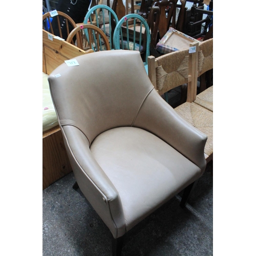 717 - FAUX LETHER BROWN ARM CHAIR