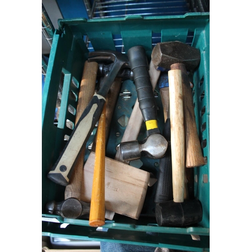 35 - CRATE OF ASSORTED HAMMERS