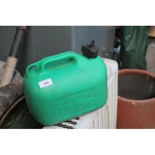 4 - GREEN PLASTIC PETROL CAN