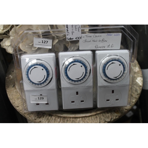 129 - 3 TIMER CLOCKS. BNIB