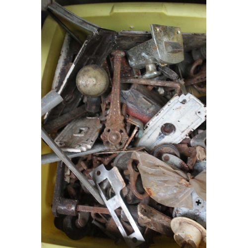 170 - BOX OF VINTAGE HANDLES AND KEYHOLES