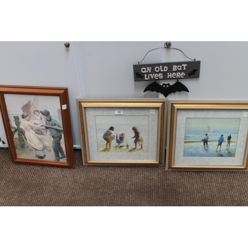 585 - 3 FRAMED AND GLAZED PICTURES OF BEACH SCENES