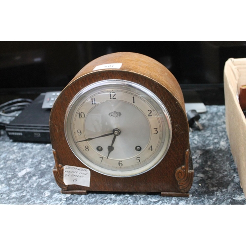 601 - WESTMINSTER MANTLE CLOCK IN OAK. 8 DAY