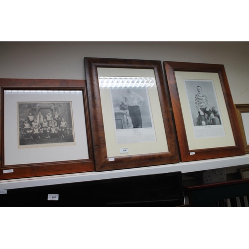 608 - 4 VINTAGE FRAME AND GLAZED FOOTBALL PICTURES