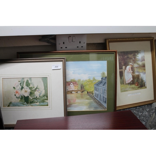 611 - 3 FRAME AND GLAZED PRINTS