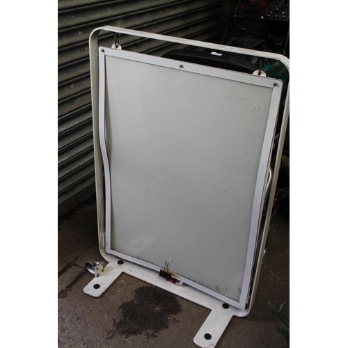 2 - WHEELED DOUBLE SIDED SWINGING ADVERTISING BOARD