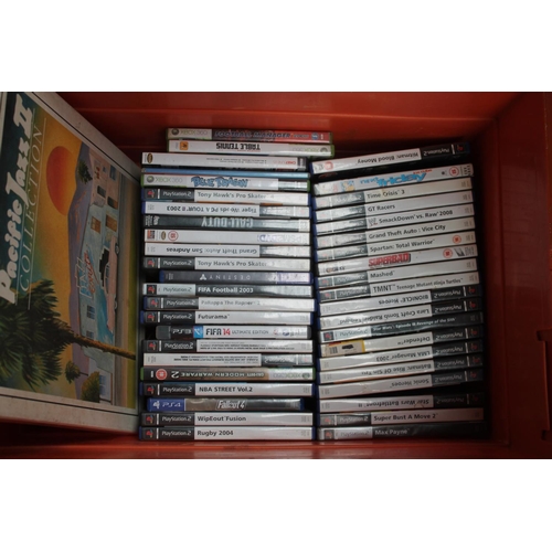 224 - CONTAINER OF COLLECTABLE PS2 AND PS3 GAMES