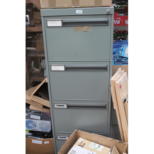 259 - METAL 4 DRAWER FILING CABINET WITH KEY