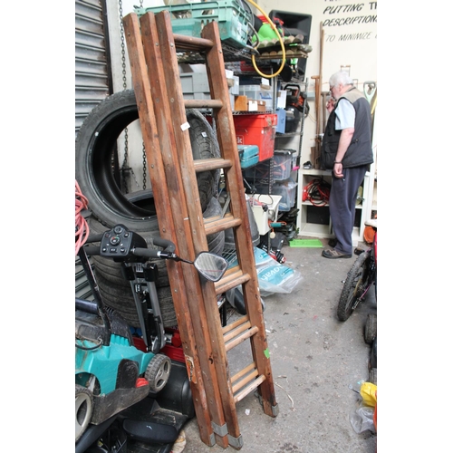 8 - TRIPLE VINTAGE WOODEN LADDER