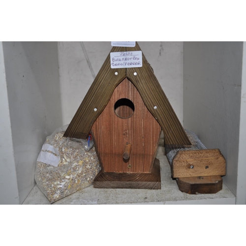 46 - BIRD NESTING BOX, SEED AND FEEDER