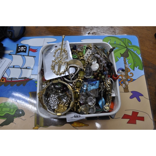 485 - BOX OF COSTUME JEWELLERY