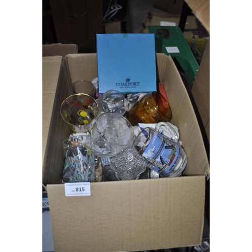 815 - BOX OF ASSORTED GLASSWARE