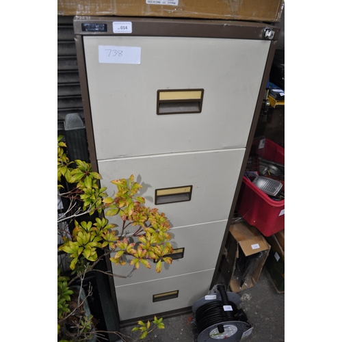 14 - TRIUMPH 4 DRAWER METAL FILING CABINET WITH KEY