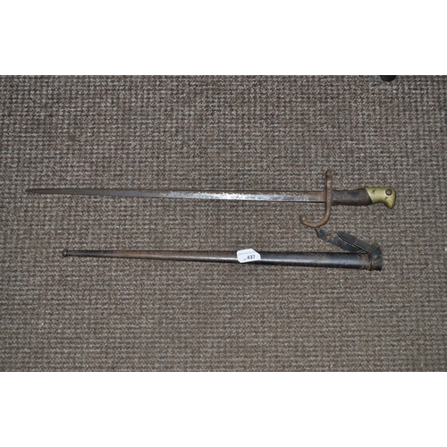 437 - FRENCH BAYONET 1876 IN METAL SCABBARD