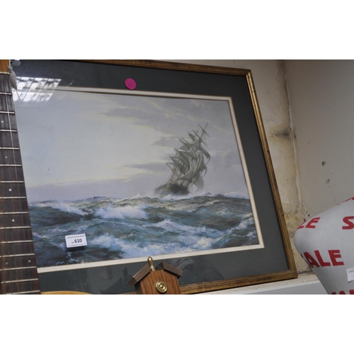 610 - FRAMED AND GLAZED PICTURE OF A SEASCAPE