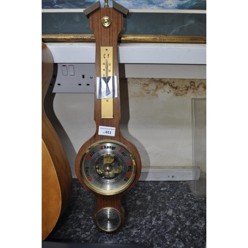 611 - MAHOGANY WALL BAROMETER