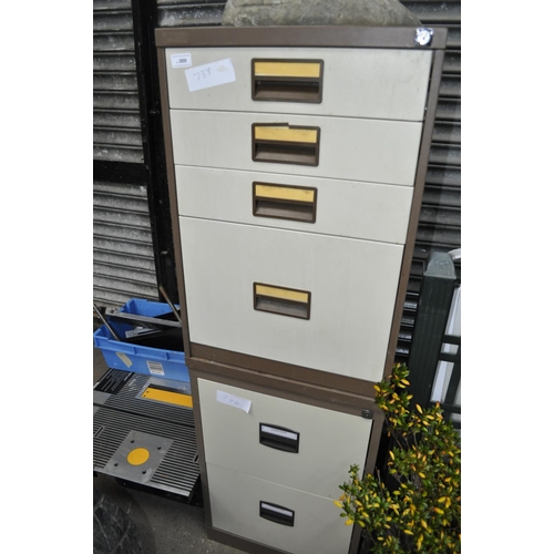 9 - 2 X 4 DRAWER METAL FILING CABINETS