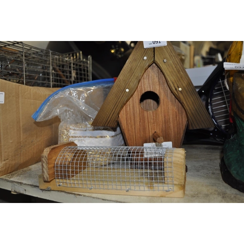 91 - BIRD NESTING BOX, FEEDER AND SEED